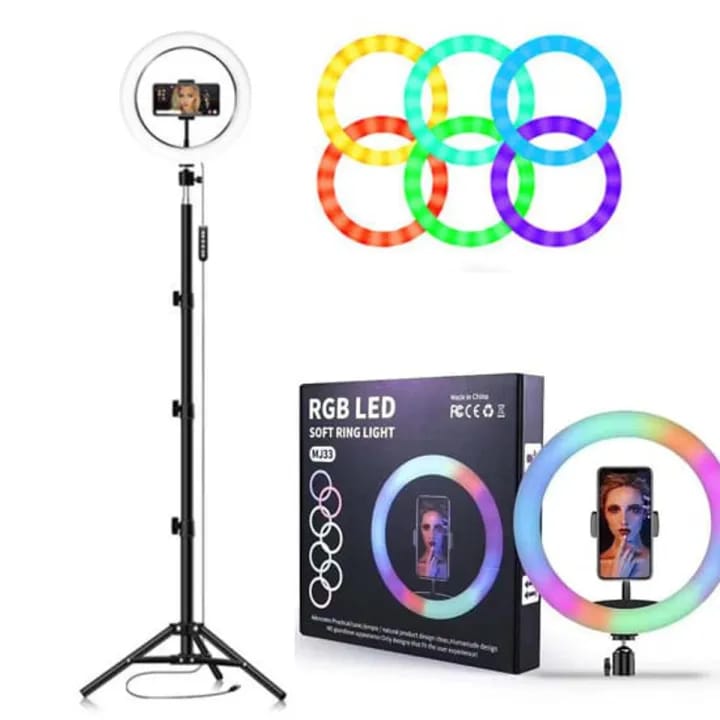 MJ33 RGB LED Soft Ring Light 33CM (13-inch) With Phone Holder USB Plug