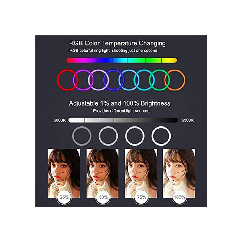 MJ33 RGB LED Soft Ring Light 33CM (13-inch) With Phone Holder USB Plug