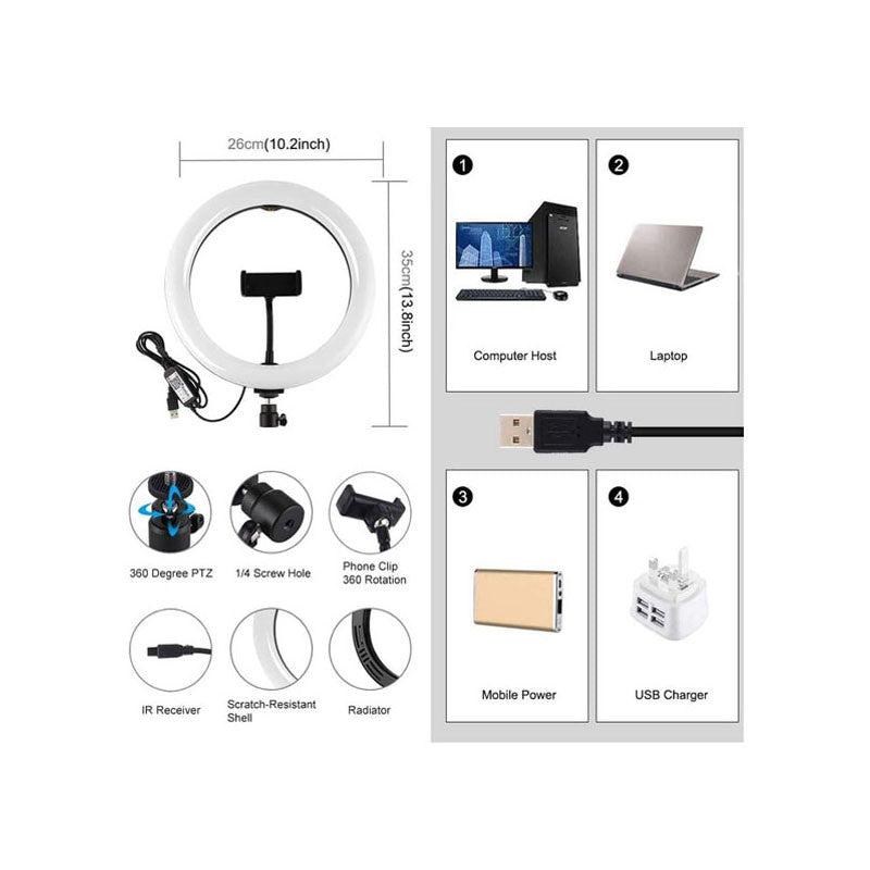 MJ33 RGB LED Soft Ring Light 33CM (13-inch) With Phone Holder USB Plug