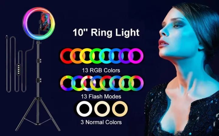 MJ33 RGB LED Soft Ring Light 33CM (13-inch) With Phone Holder USB Plug