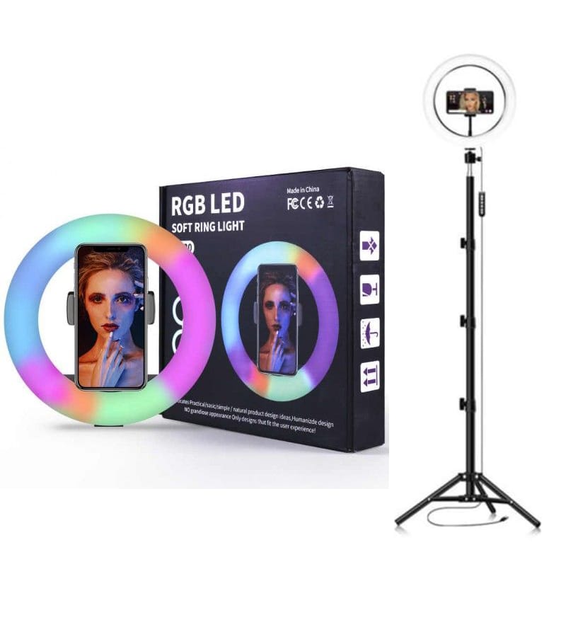 MJ33 RGB LED Soft Ring Light 33CM (13-inch) With Phone Holder USB Plug