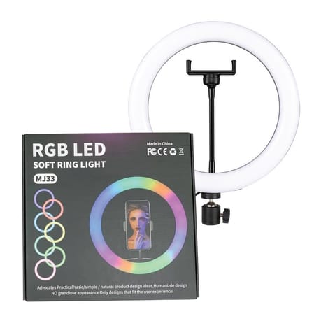MJ33 RGB LED Soft Ring Light 33CM (13-inch) With Phone Holder USB Plug