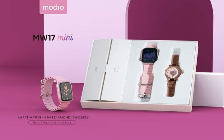 𝐌𝐨𝐝𝐢𝐨 𝐌𝐖𝟏𝟕 𝐌𝐢𝐧𝐢 𝐋𝐚𝐝𝐢𝐞𝐬 𝐒𝐦𝐚𝐫𝐭 𝐖𝐚𝐭𝐜𝐡 𝐰𝐢𝐭𝐡 𝟑𝟔𝐦𝐦 𝐃𝐢𝐬𝐩𝐥𝐚𝐲 𝟐 𝐏𝐚𝐢𝐫 𝐒𝐭𝐫𝐚𝐩 𝐚𝐧𝐝 𝟓 𝐢𝐧 𝟏 𝐃𝐢𝐚𝐦𝐨𝐧𝐝 𝐉𝐞𝐰𝐞𝐥𝐥𝐞𝐫𝐲 𝐂𝐨𝐦𝐛𝐨 𝐏𝐢𝐧𝐤